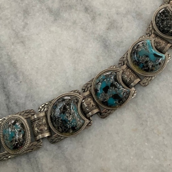 VTG 50s Glitter Confetti Lucite Western Bracelet - Picture 4 of 5